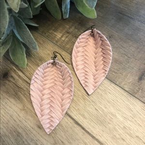 Blush Pink Leather Earrings